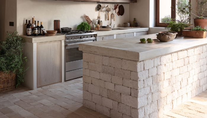 A natural stone kitchen